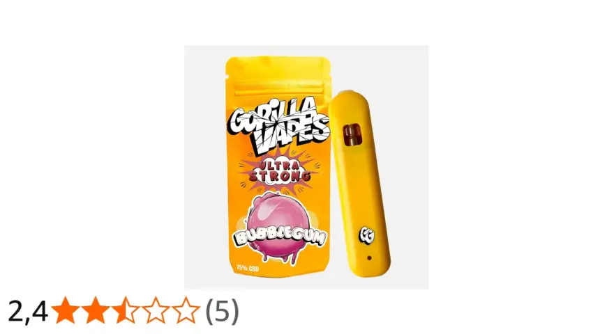 Kit para comprar vaper CBD Gorilla Vapes sabor Bubblegum, ultra fuerte, 75% CBD.