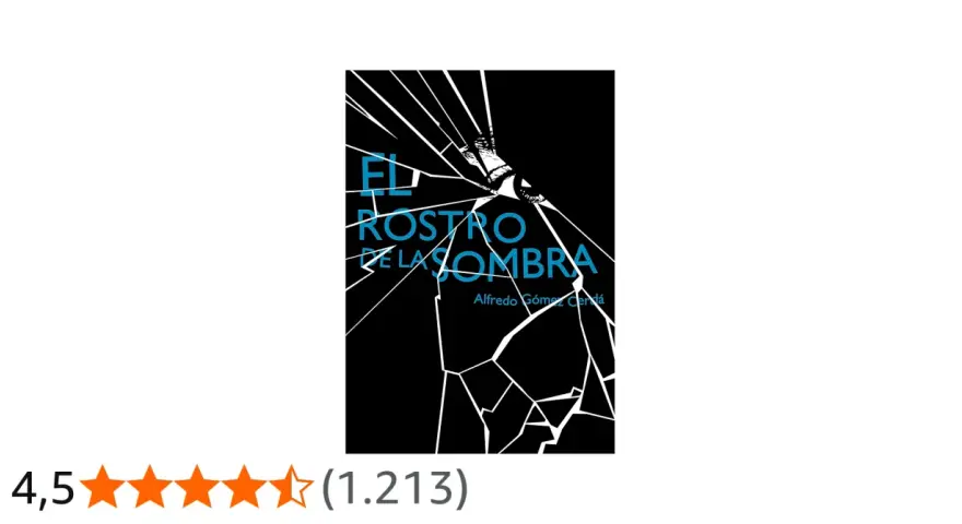 El rostro de la sombra, un libro con una portada impactante de cristal roto y un ojo que mira desde la oscuridad.