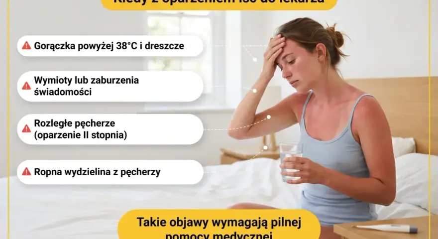 Kiedy oparzenia słoneczne u dzieci są groźne: gorączka, wymioty, pęcherze, ropna wydzielina. Wtedy trzeba iść do lekarza.