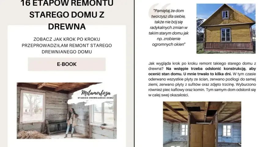 Projekt dobudówki: odsłonięcie konstrukcji starego domu z drewna, by ocenić jego stan.