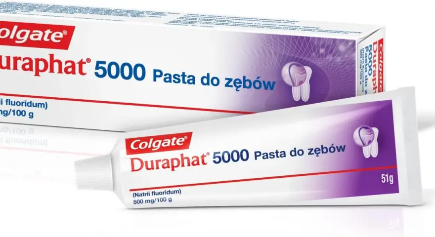 Colgate Duraphat 5000 Pasta do zębów z 500 mg fluorku sodu na 100 g. Ta pasta ma najwięcej fluoru, zapewniając skuteczną ochronę.