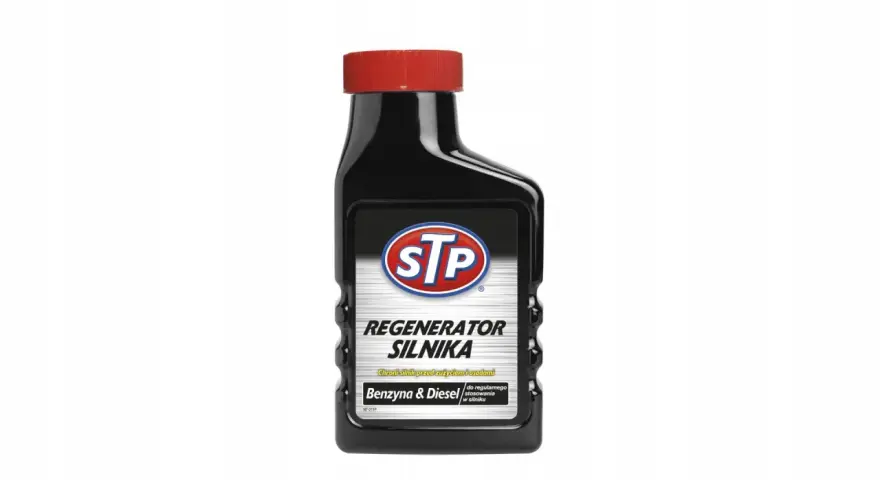 Butelka STP Regenerator Silnika do benzyny i diesla. Chroni silnik przed zużyciem i osadami.