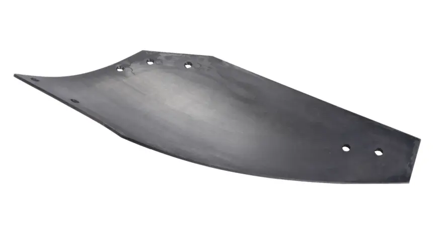 Cylindryczna odkładnica pługa, wykonana z metalu, z otworami do mocowania.