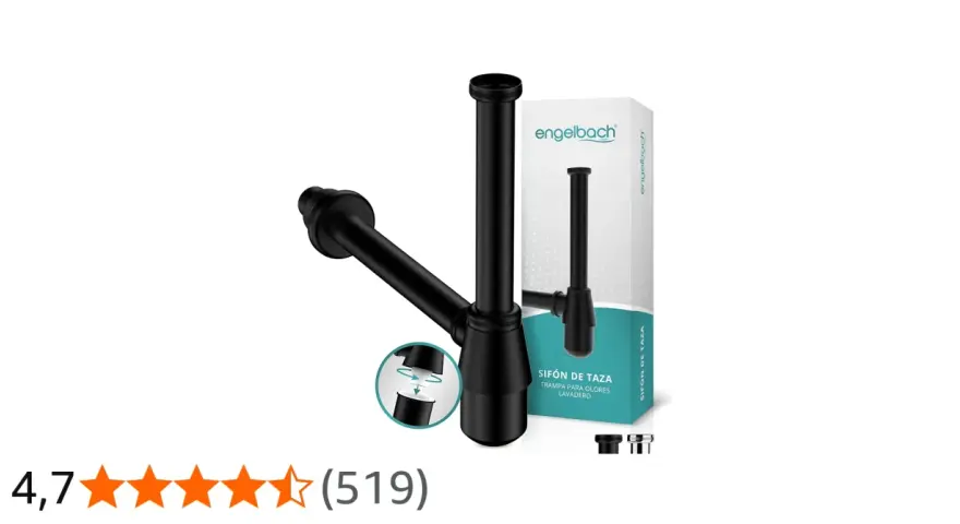 Sifón de taza negro Engelbach, un ejemplo de tipos de bote sifónico para evitar olores. Incluye caja y accesorios.