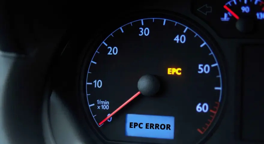 Kontrolka EPC świeci się na desce rozdzielczej Skody, sygnalizując błąd.
