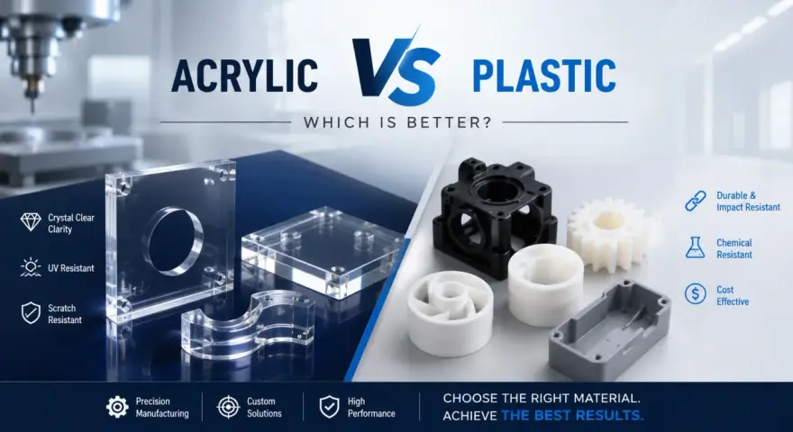 Acrylic vs. plastic: clear, scratch-resistant acrylic pieces contrast with durable, impact-resistant plastic parts.