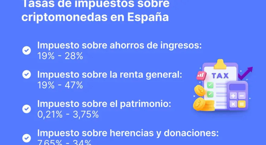 Tasas de impuestos sobre criptomonedas en España. La Hacienda detalla el Impuesto sobre ahorros, renta, patrimonio y herencias.