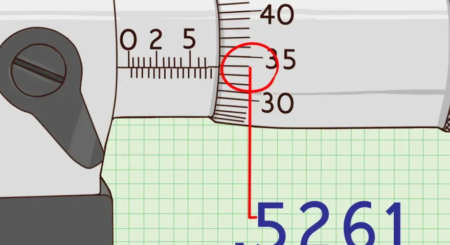 Micrometro con lettura .5261. L'incudine, parte fissa dello strumento, è fondamentale per misurare con precisione.