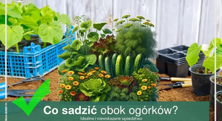 Kompozycja warzyw i kwiatów, z ogórkami w centrum. Dowiedz się, co sadzić obok ogórków, by stworzyć idealne sąsiedztwo.