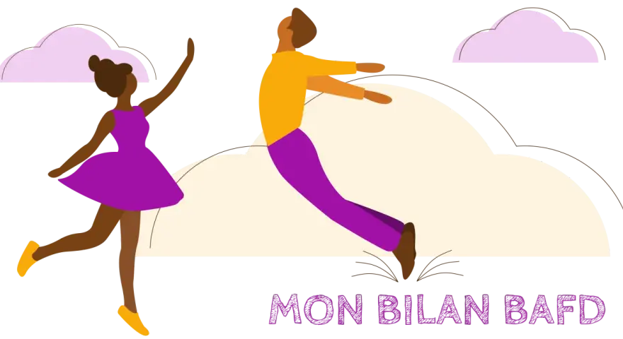 Illustration de deux personnes dansant, avec le texte "MON BILAN BAFD".