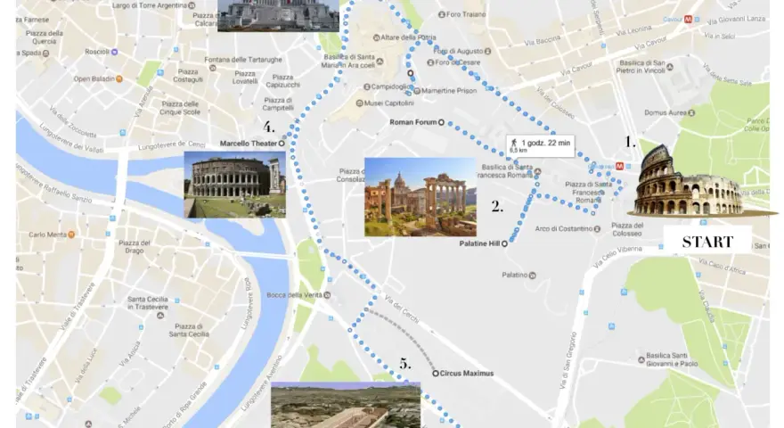 Spacerem po Rzymie: Koloseum, Forum Romanum, Palatyn, Cyrk Maximus i inne rzymskie atrakcje.