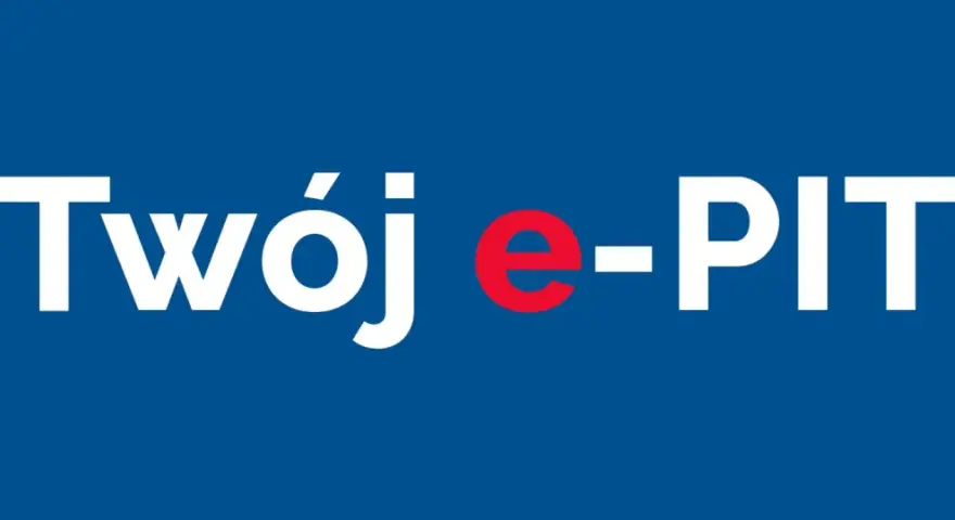 Napis "Twój e-PIT" na niebieskim tle.