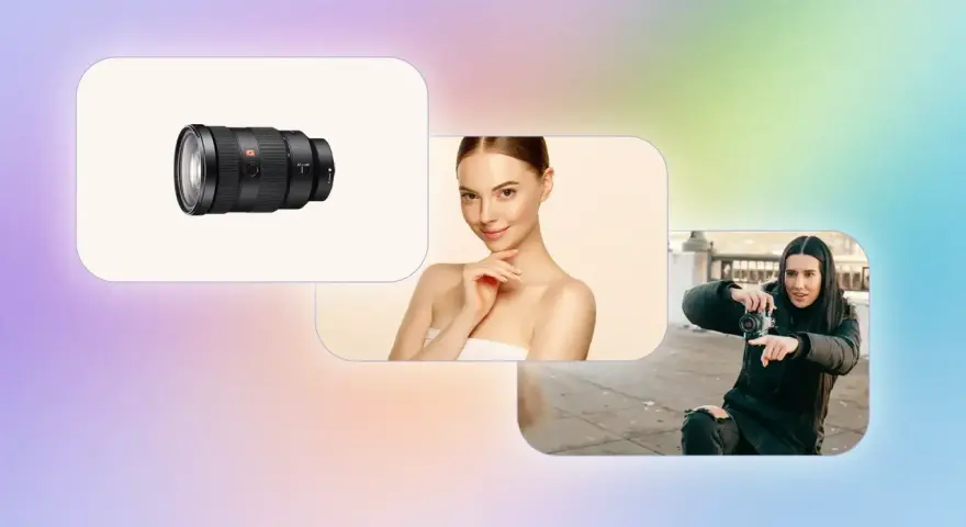 Obiektyw, modelka i fotografka z aparatem. Stabilizacja obrazu kluczowa dla ostrych zdjęć.