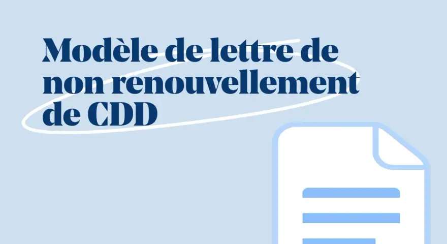 Modèle de lettre pour un refus de renouvellement de CDD. Un document stylisé est représenté.