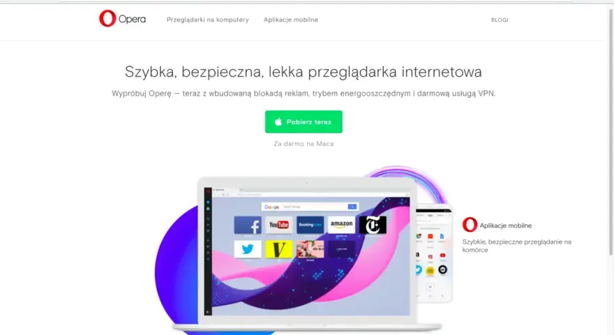 Wypróbuj Operę z wbudowanym VPN. Szybka, bezpieczna przeglądarka na komputer i telefon.