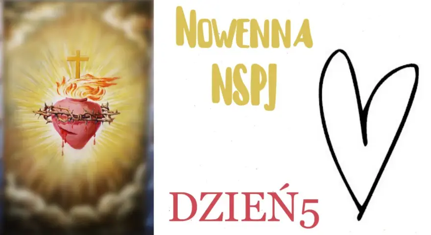 Dzień 5 nowenny do św. Rity. Serce Jezusa otoczone cierniową koroną, płonące miłością.