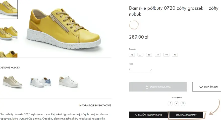 Żółte półbuty damskie 0720. Rozmiar 38 to 25,5 cm. Idealne na co dzień.