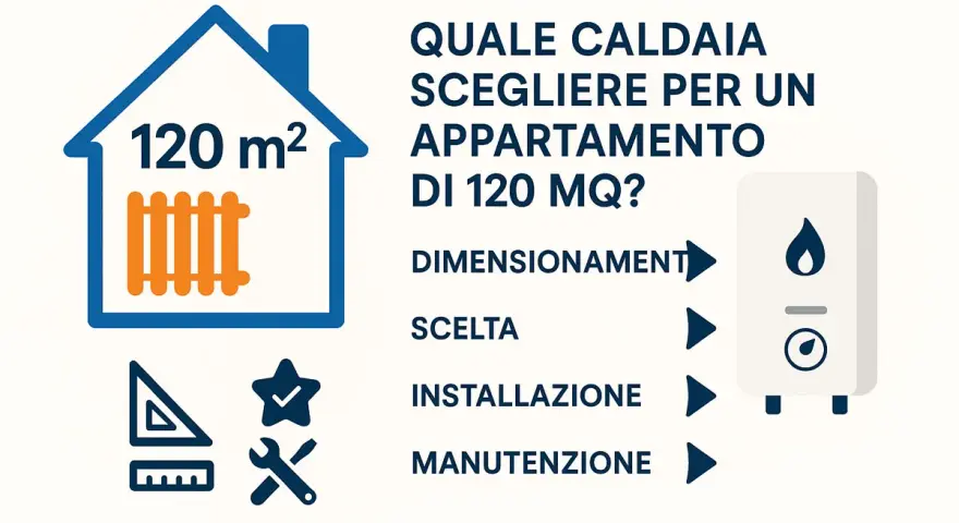 Guida per scegliere una caldaia a condensazione per un appartamento di 120 mq: dimensionamento, scelta, installazione e manutenzione.