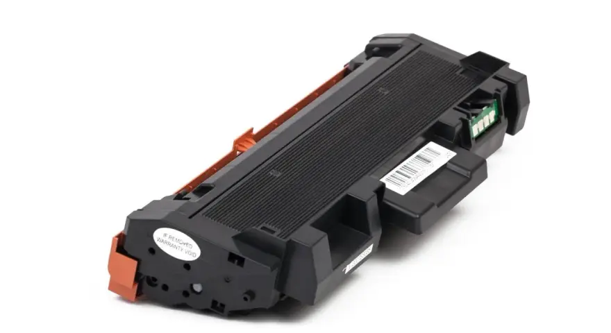 Toner do drukarki Xerox Phaser 3052, czarny, z pomarańczowymi elementami i naklejką gwarancyjną.