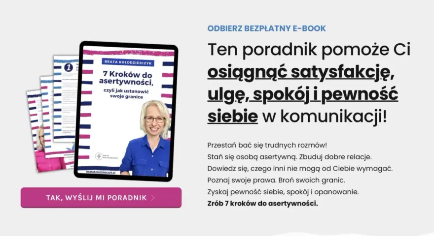 Jak nauczyć dziecko reagować na zaczepki? E-book "7 kroków do asertywności" pomoże Ci zyskać pewność siebie i spokój w komunikacji.