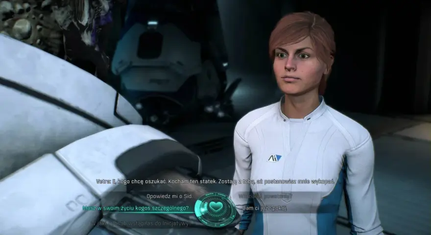 Kobieta w białym kombinezonie rozmawia z kimś, kto może być jej towarzyszem w Mass Effect Andromeda. Czy to początek romansu?