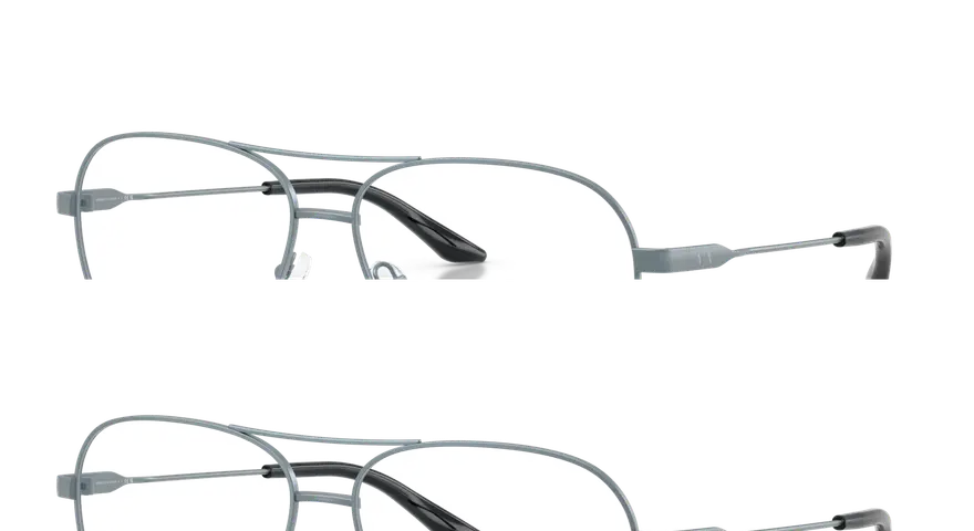 Stylowe, szare okulary przeciwsłoneczne typu aviator z ciemnymi szkłami. Mają lekko krzywe zauszniki, idealne dla każdego.