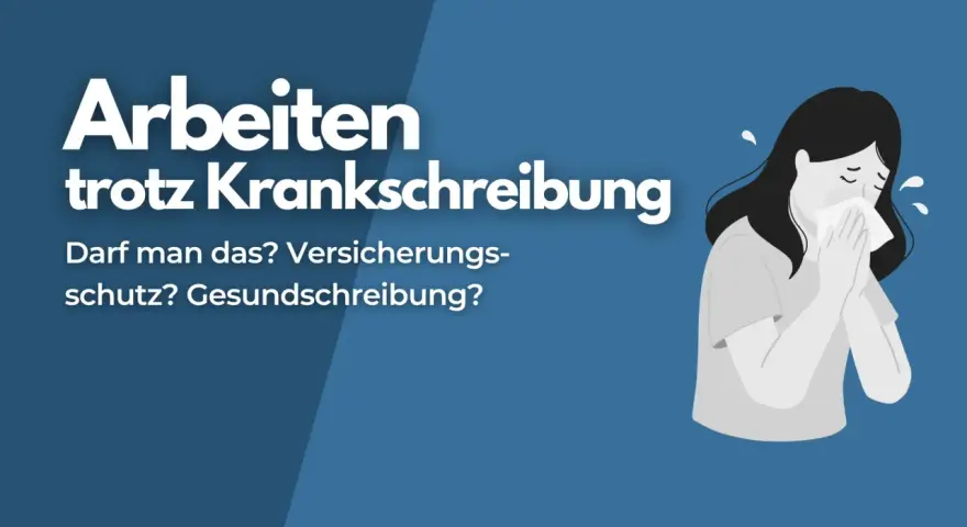 Arbeiten trotz Krankschreibung? Eine kranke Frau mit Taschentuch. Darf man das? Versicherungs- und Gesundheitsschutz.