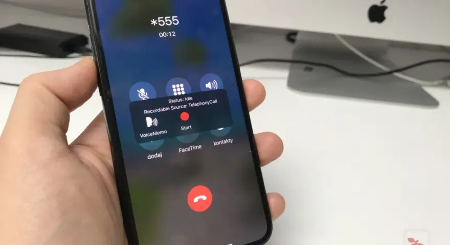 Jak nagrywać rozmowę telefoniczną? Na ekranie iPhone'a widać opcję "Start" nagrywania rozmowy z TelephonyCall.