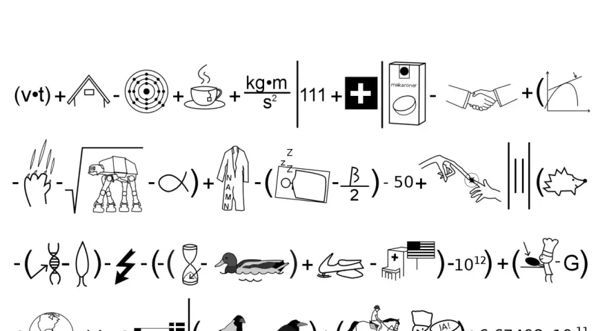 Bilden visar en serie rebusar att skriva ut. Symboler som en AT-AT-walker, en tekopp och en jordglob bildar ordgåtor.
