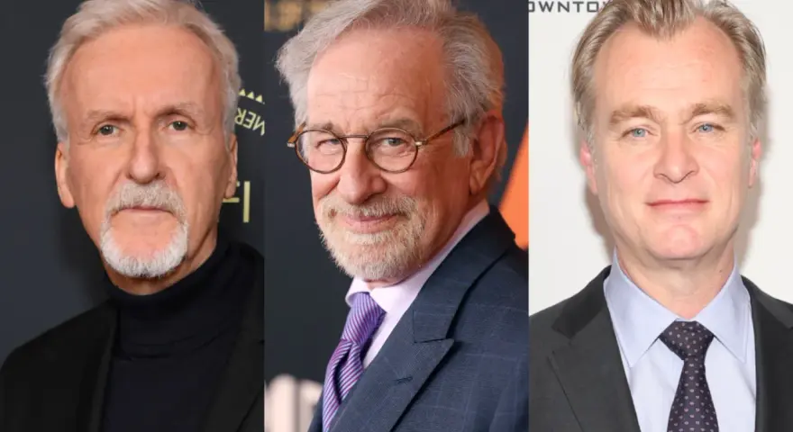 James Cameron, Steven Spielberg e Christopher Nolan, tre registi americani contemporanei che hanno segnato la storia del cinema con le loro opere.