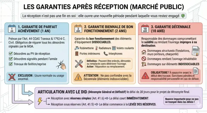 La garantie de parfait achèvement couvre les désordres signalés dans l'année suivant la réception des travaux.