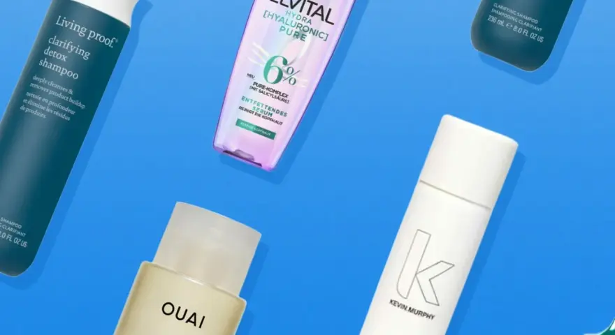 Verschiedene Shampoos und Sprays, die gegen fettige Haare helfen. Darunter Living Proof, L'Oréal Elvital und Kevin Murphy.