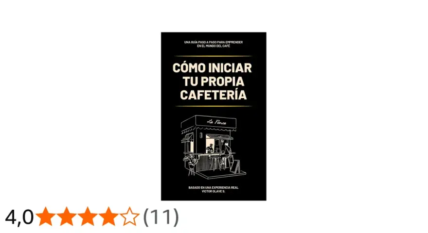 Guía para emprender tu cafetería en España. Ilustración de una cafetería "La Finca" con clientes.