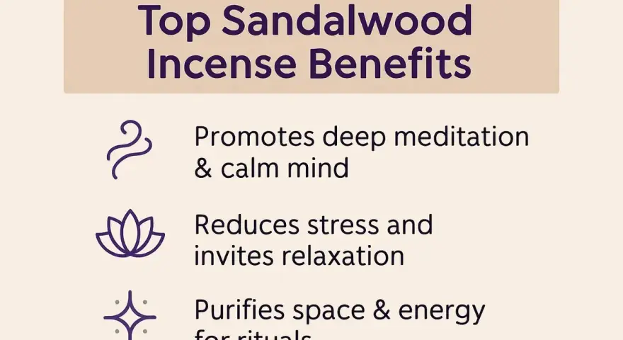 Discover the healing properties of sandalwood incense: promotes meditation, reduces stress, and purifies space for rituals.