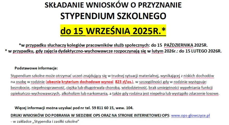 Do kiedy składać wnioski o stypendium szkolne, aby nie przegapić terminu?