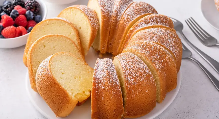 Pyszna babka piaskowa, idealna na niedzielny deser. Ten przepis babci jest prosty i zawsze wychodzi! Podana z owocami leśnymi.