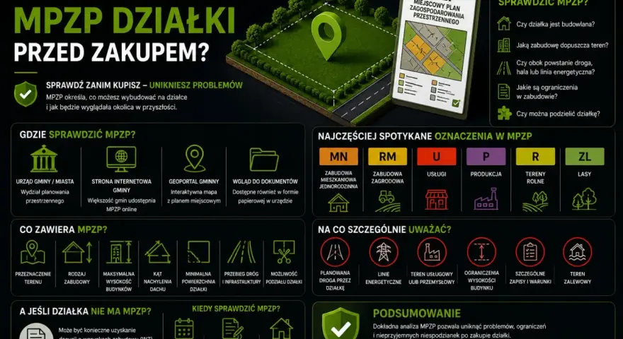 Jak sprawdzić plan zagospodarowania przestrzennego (MPZP) działki przed zakupem? Dowiedz się, gdzie i co zawiera MPZP, by uniknąć problemów.