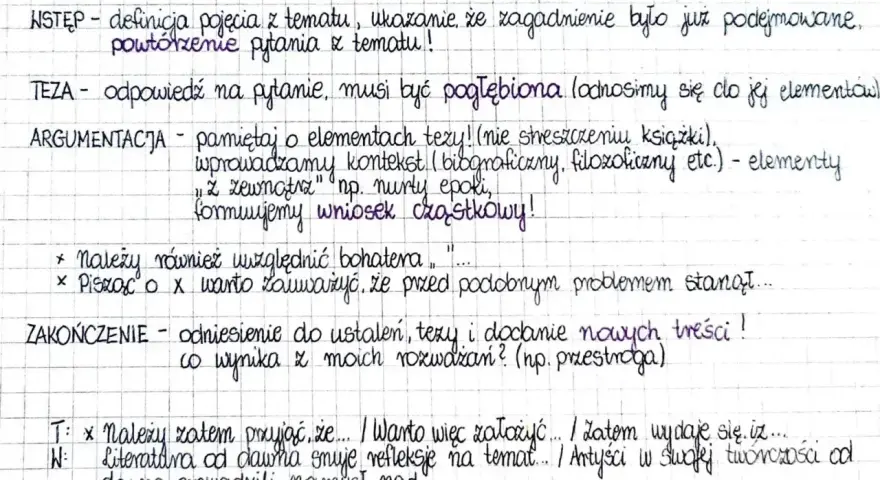 Jak pisać rozprawkę: Wstęp, teza, argumentacja, zakończenie. Notatki z lekcji polskiego.