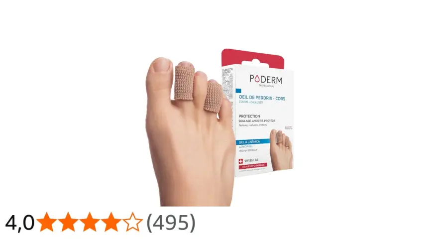 Protection pour oeil de perdrix et cors. Ces manchons en tissu soulagent et protègent les doigts de pied.