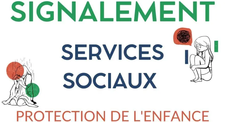 Signalement services sociaux : protection de l'enfance. Illustration d'enfants en détresse, appelant à l'aide.