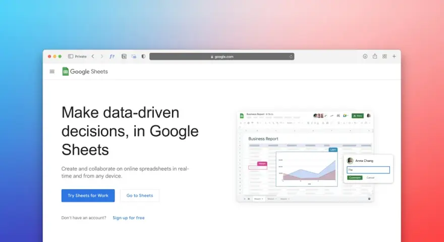 Stwórz raport biznesowy w Google Arkusze, współpracując z zespołem.