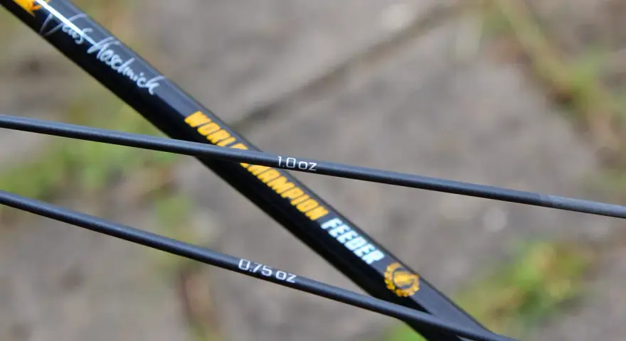 Jens Koschnick's "World Champion Feeder" Rute mit Spitzen von 1.0 oz und 0.75 oz. Eine gute feeder schnur empfehlung für präzise Würfe.