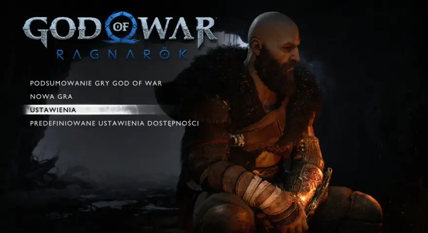 Kratos w menu gry God of War Ragnarök. Ten poradnik pomoże Ci przejść grę.