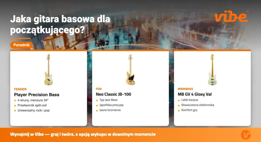 Poradnik: Jaka gitara basowa dla początkującego? Fender Player Precision Bass ma 4 struny.