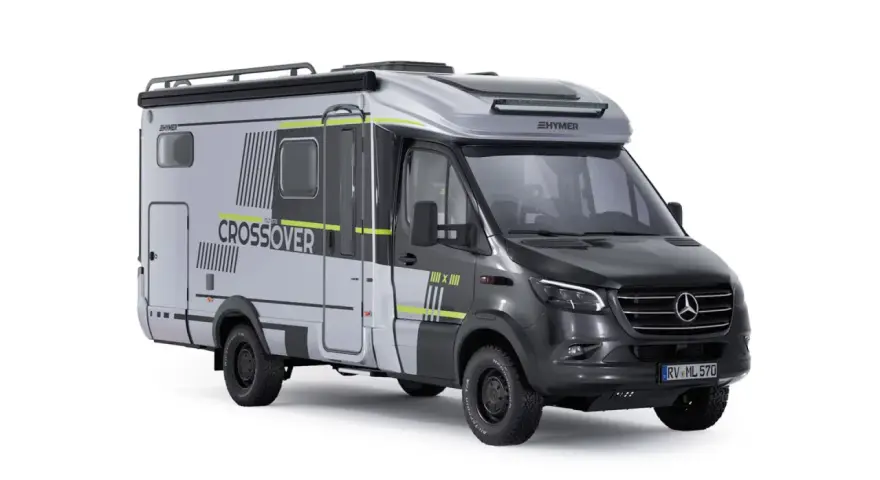 En Hymer Duomobil Crossover, redo för äventyr. Denna husbil kombinerar komfort med terrängkapacitet.