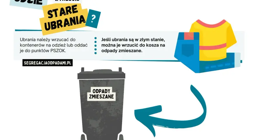 Gdzie wyrzucić stare ubrania? Do kontenerów na odzież, PSZOK, lub do odpadów zmieszanych, jeśli są zniszczone.