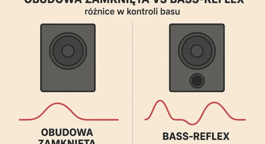 Porównanie obudowy zamkniętej i bass-reflex. Różnice w kontroli basu pokazane na wykresach.