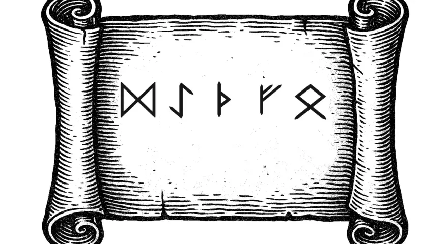 Zwoje z runami, które mogą przyciągnąć bogactwo. Te starożytne symbole, runy na pieniądze, zdobią zwoje.