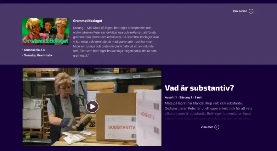 Britt-Inger och Peter lär ut grammatik. Lär dig om ordklasser och hur man skiljer på singular och plural. Ett roligt sätt att förstå ord.
