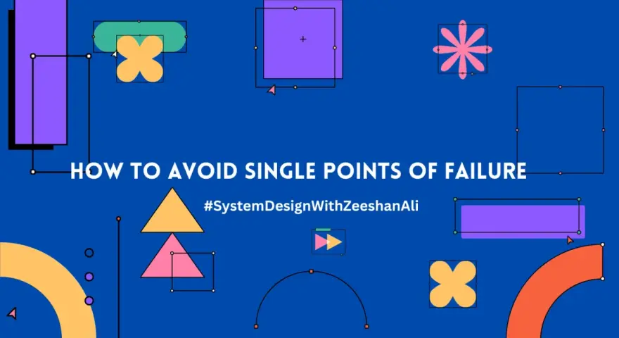 Colorful shapes illustrate "How to Avoid Single Points of Failure" in system design.